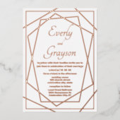 幾何学的抽象芸術フレームバラ結婚金ゴールドのFo 箔招待状 (正面)