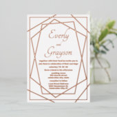 幾何学的抽象芸術フレームバラ結婚金ゴールドのFo 箔招待状 (立ち正面)