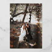 幾何学的抽象芸術フレーム結婚金ゴールド 箔招待状 (裏面)