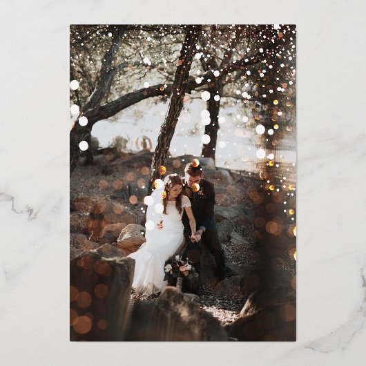 幾何学的抽象芸術フレーム結婚金ゴールド 箔招待状 (裏面)