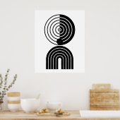 幾何学的抽象芸術ブラックミッドセンチュリーコンテンポラリー ポスター (キッチン)