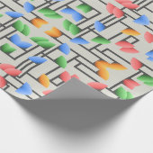 幾何学的抽象芸術ブルーピンクイエローグリーン ラッピングペーパー (角)