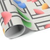 幾何学的抽象芸術ブルーピンクイエローグリーン ラッピングペーパー (ロールコーナー)