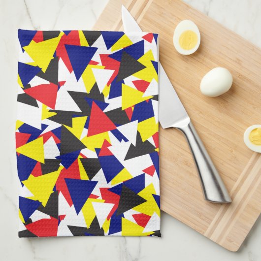 幾何学的抽象芸術ボートフラッグパターン キッチンタオル (四つ折り)