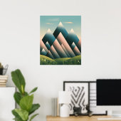 幾何学的抽象芸術マウンモダントパステルミニマル ポスター (ホームオフィス)