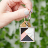 幾何学的抽象芸術モザイク キーホルダー (手)