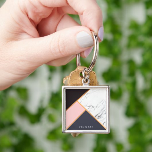 幾何学的抽象芸術モザイク キーホルダー (手)