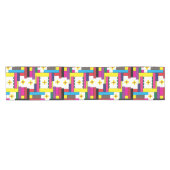 幾何学的抽象芸術モダンカラフル ショートテーブルランナー (横)