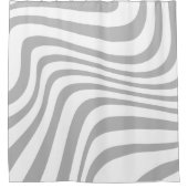 幾何学的抽象芸術モダンパターン白灰色かわいい シャワーカーテン (正面)