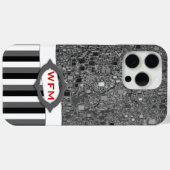 幾何学的抽象芸術モノグラム白黒ストライプー Case-Mate iPhoneケース (裏面 (横))