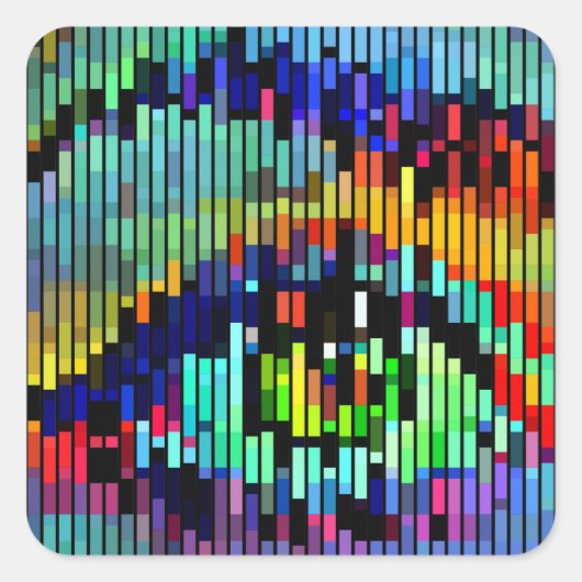 幾何学的抽象芸術ライン女性アイズオリジナルアート スクエアシール (正面)