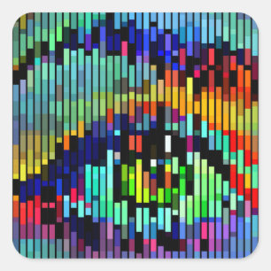 幾何学的抽象芸術ライン女性アイズオリジナルアート スクエアシール