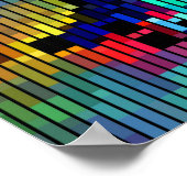 幾何学的抽象芸術ライン女性アイズオリジナルアート ポスター (角)