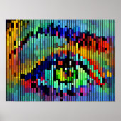 幾何学的抽象芸術ライン女性アイズオリジナルアート ポスター (正面)