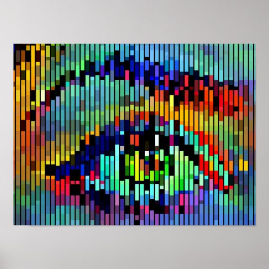 幾何学的抽象芸術ライン女性アイズオリジナルアート ポスター (正面)