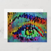 幾何学的抽象芸術ライン女性アイズオリジナルアート ポストカード (正面/裏面)