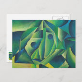 幾何学的抽象芸術ヴィレッジウーマンとヘッドスカーフ ポストカード (正面/裏面)