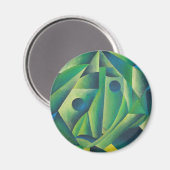 幾何学的抽象芸術ヴィレッジウーマンとヘッドスカーフ マグネット (正面/裏面)