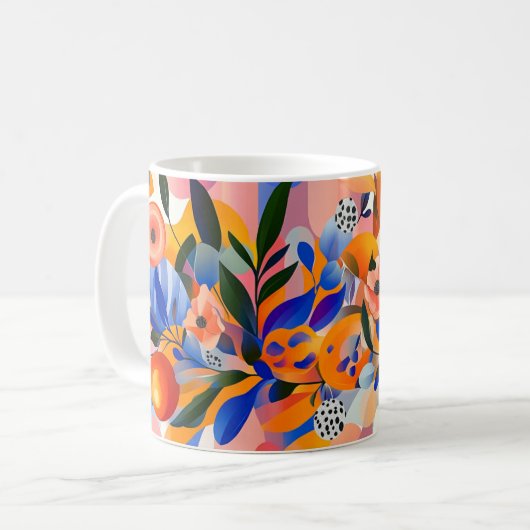 幾何学的抽象芸術作品。スタイル:非表象 コーヒーマグカップ (正面左)
