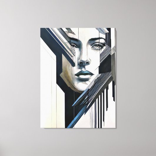 幾何学的抽象芸術女性 キャンバスプリント (正面)