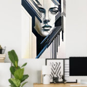 幾何学的抽象芸術女性 ポスター (ホームオフィス)