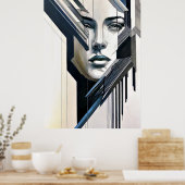 幾何学的抽象芸術女性 ポスター (キッチン)