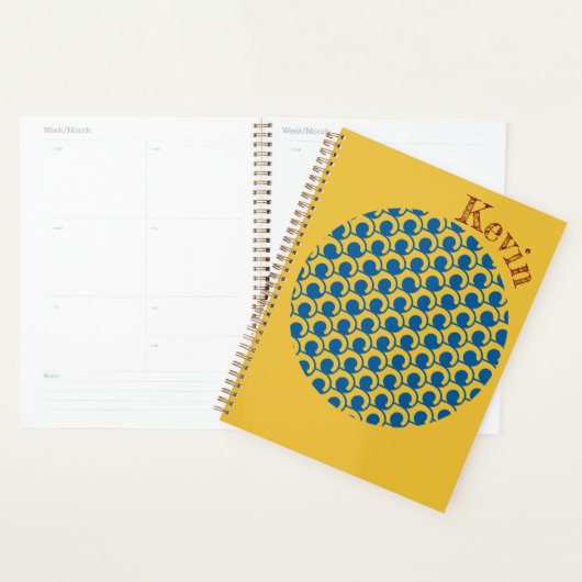 幾何学的抽象芸術波名前をカスタムするプランナー プランナー手帳 (ディスプレー)