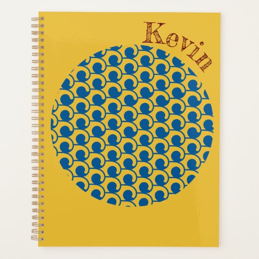 幾何学的抽象芸術波名前をカスタムするプランナー プランナー手帳 (正面)