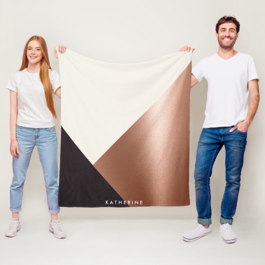 幾何学的抽象芸術色ブロック フリースブランケット (インサイチュ)