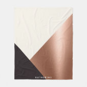 幾何学的抽象芸術色ブロック フリースブランケット (正面)