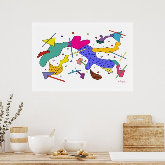 幾何学的抽象芸術表現主義キュビズムのポスター ポスター (キッチン)