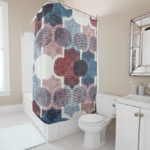 幾何学的抽象芸術赤い青のパターン シャワーカーテン (インサイチュ)
