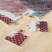 幾何学的抽象芸術赤い青のパターン ジグソーパズル (側面)