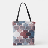 幾何学的抽象芸術赤い青のパターン トートバッグ (裏面)