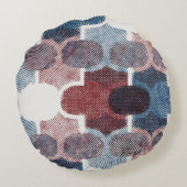 幾何学的抽象芸術赤い青のパターン ラウンドクッション (裏面)