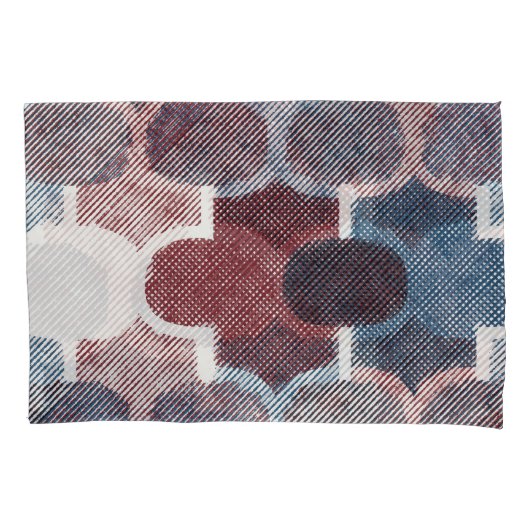 幾何学的抽象芸術赤い青のパターン 枕カバー (正面)