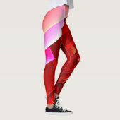 幾何学的抽象芸術赤パターン レギンス (右)