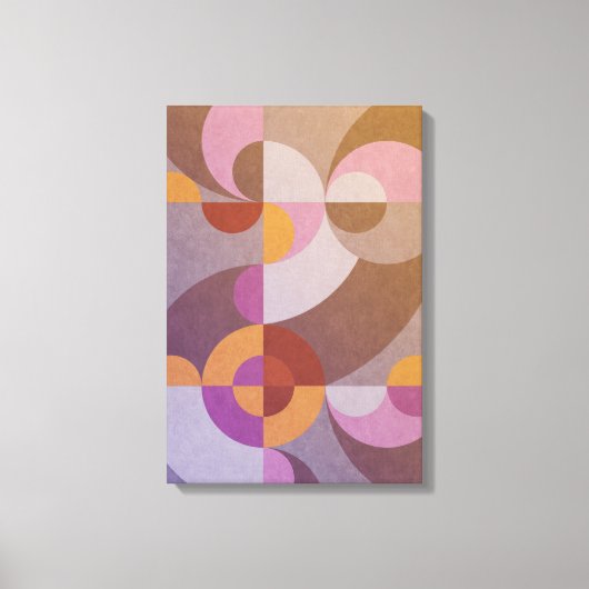 幾何学的抽象芸術逆円パタカラフルーン キャンバスプリント (正面)