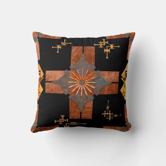 幾何学的抽象芸術金属デザイン模様枕 クッション (裏面)