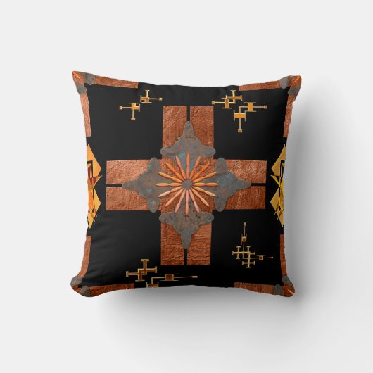 幾何学的抽象芸術金属デザイン模様枕 クッション (正面)
