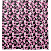 幾何学的抽象芸術030919 – ピンク シャワーカーテン (正面)