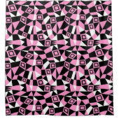 幾何学的抽象芸術050919 – ピンク シャワーカーテン (正面)