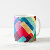 幾何学的抽象芸術、グラフィックカラー背景。 コーヒーマグカップ (正面右)