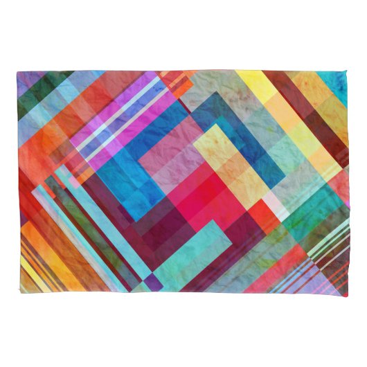 幾何学的抽象芸術、グラフィックカラー背景。 枕カバー (正面)