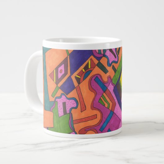 幾何学的抽象芸術 ジャンボコーヒーマグカップ (正面左)