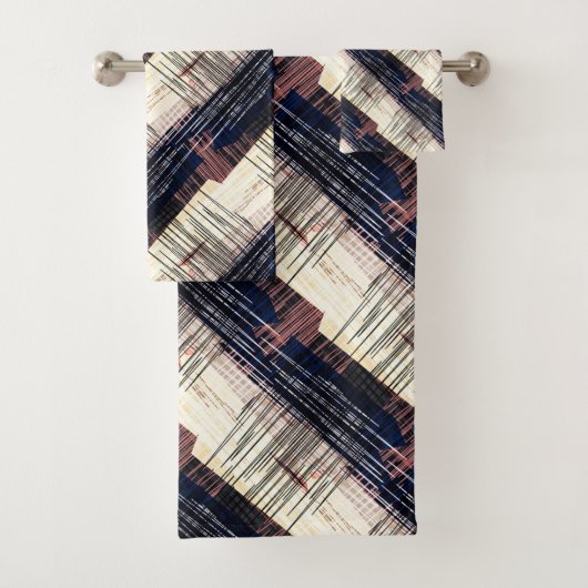 幾何学的抽象芸術 ストライプの バスタオルセット (インサイチュ)