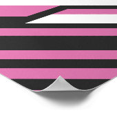 幾何学的抽象芸術(ピンクと黒のストライプ) ポスター (角)