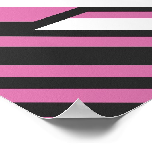 幾何学的抽象芸術(ピンクと黒のストライプ) ポスター (角)