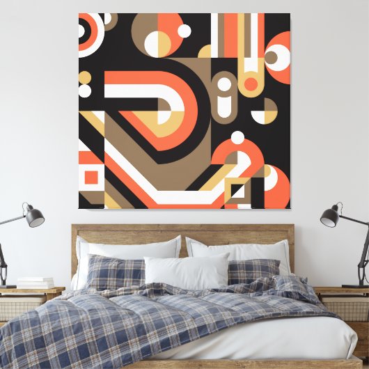 幾何学的抽象芸術:未来的なアートワークデザイン。 キャンバスプリント (インサイチュ (寝室))