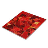 幾何学的抽象芸術 – 赤い質感と金ゴールド タイル (側面)